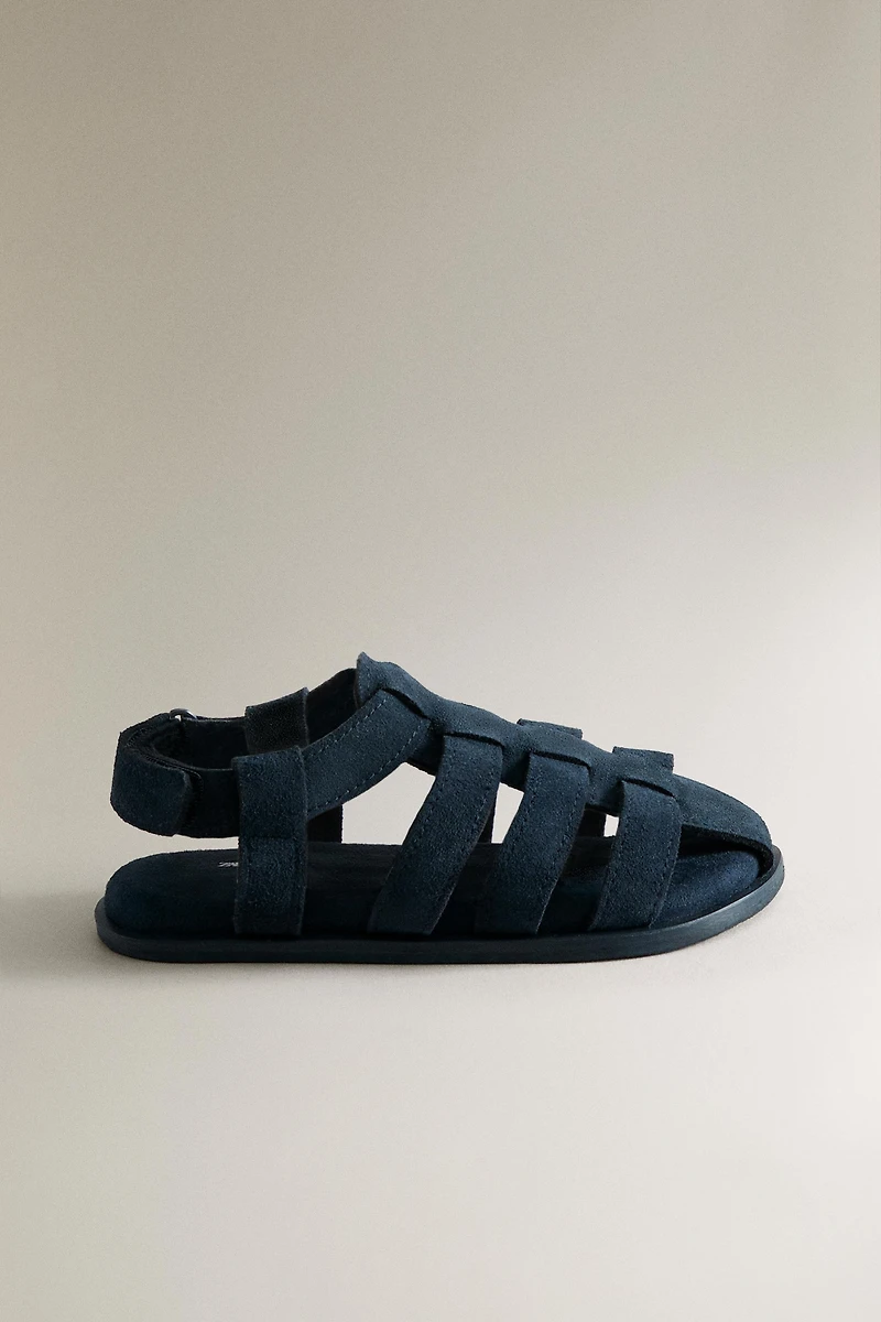 KIDS LEATHER CAGE SANDALS