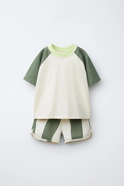 COLORBLOCK T-SHIRT AND WAVE BERMUDA SET