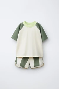 COLORBLOCK T-SHIRT AND WAVE BERMUDA SET