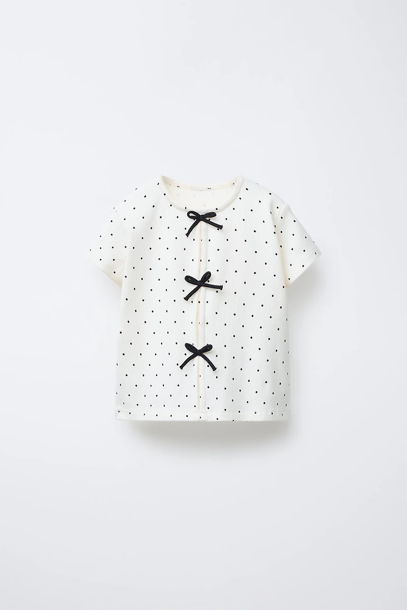 RIBBED T-SHIRT WITH BOWS