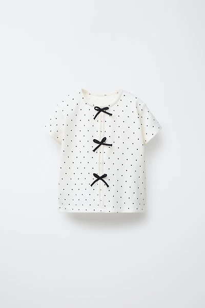 RIBBED T-SHIRT WITH BOWS