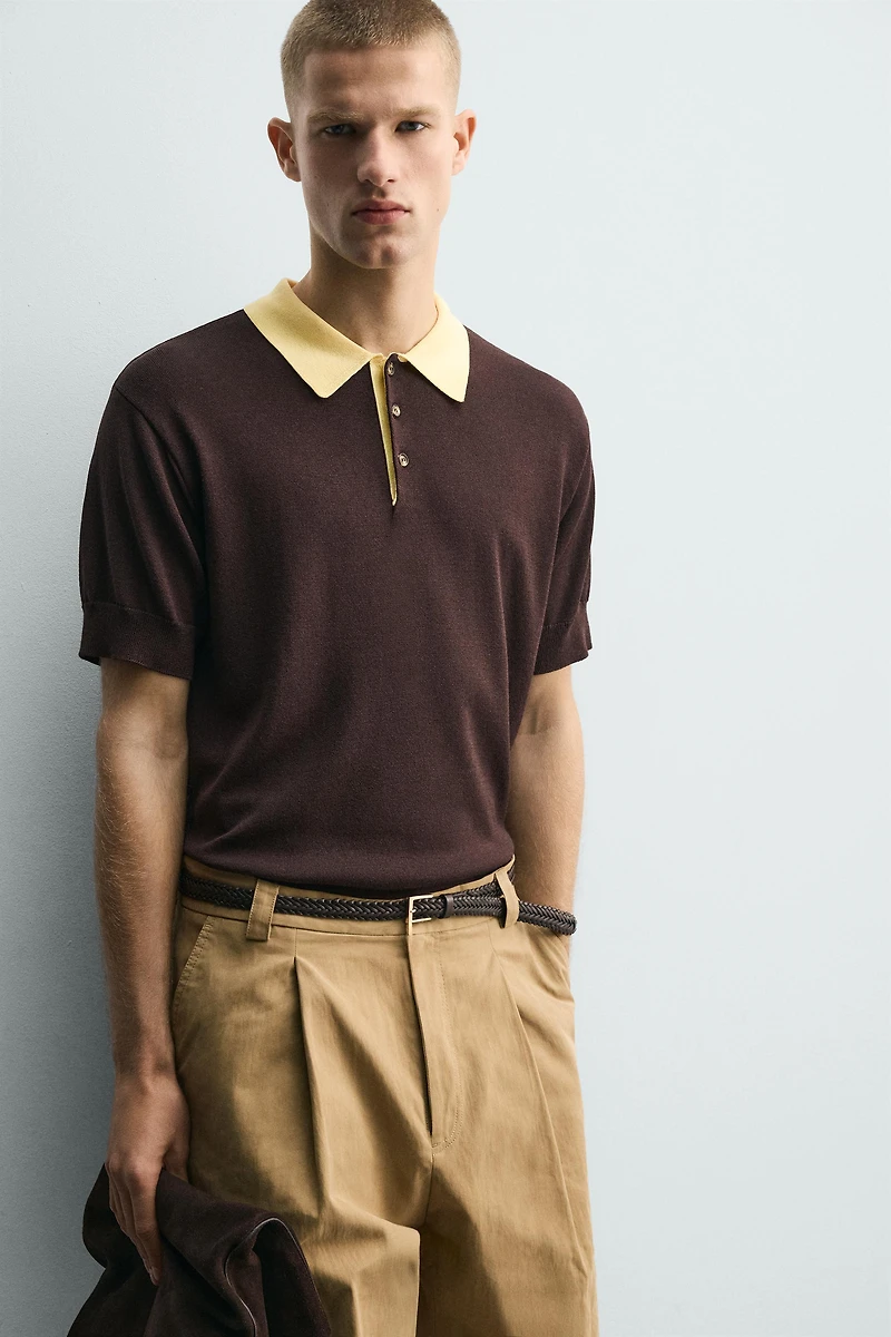 CONTRAST RELAXED FIT KNIT POLO