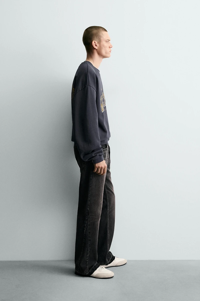 SWEAT DÉLAVÉ À INSCRIPTION IMPRIMÉE