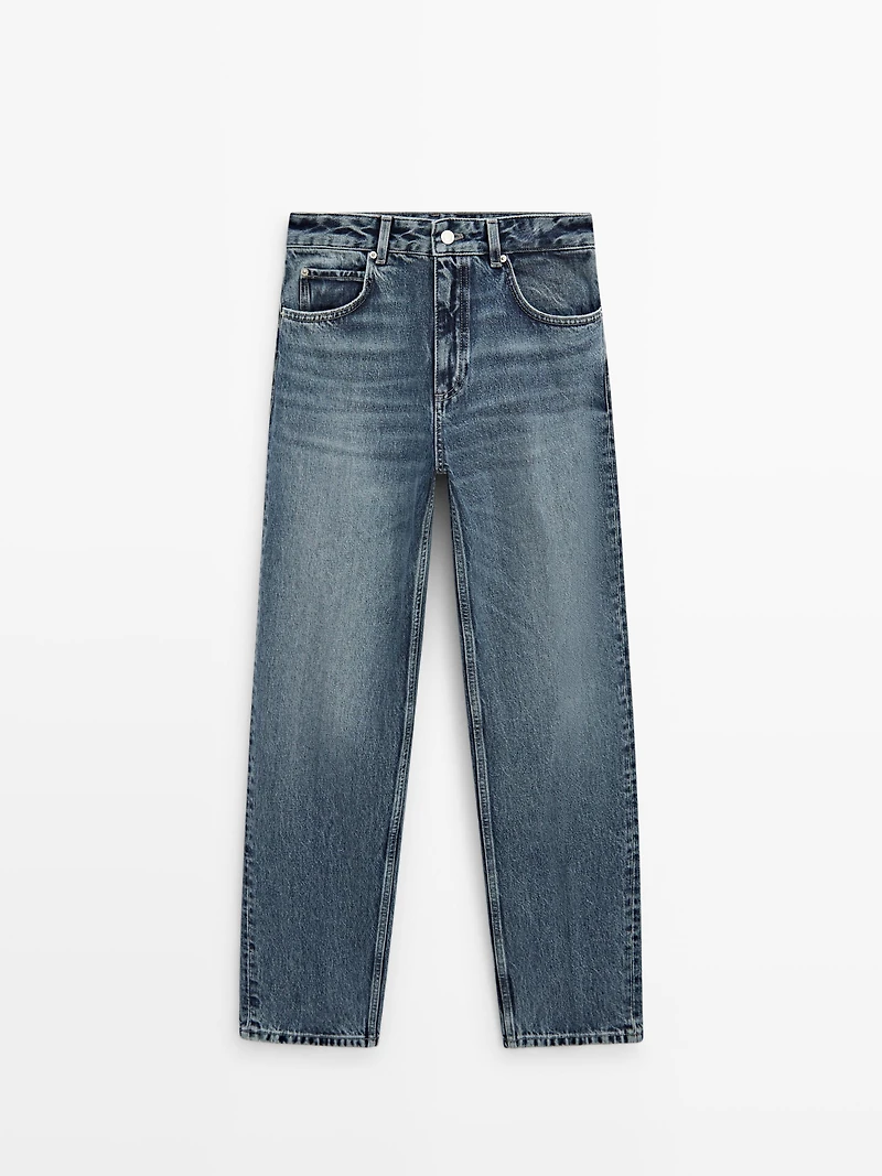 High-waist relaxed fit barrel jeans
