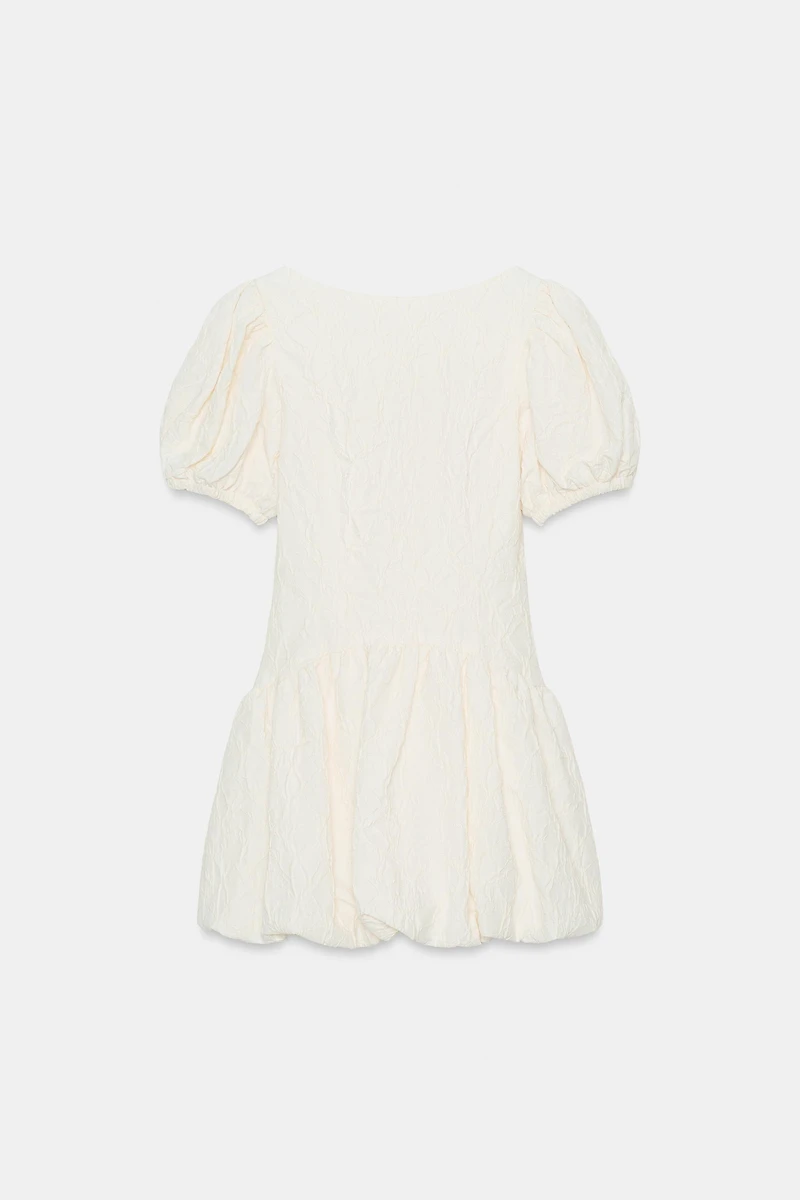 JACQUARD BALLOON MINI DRESS