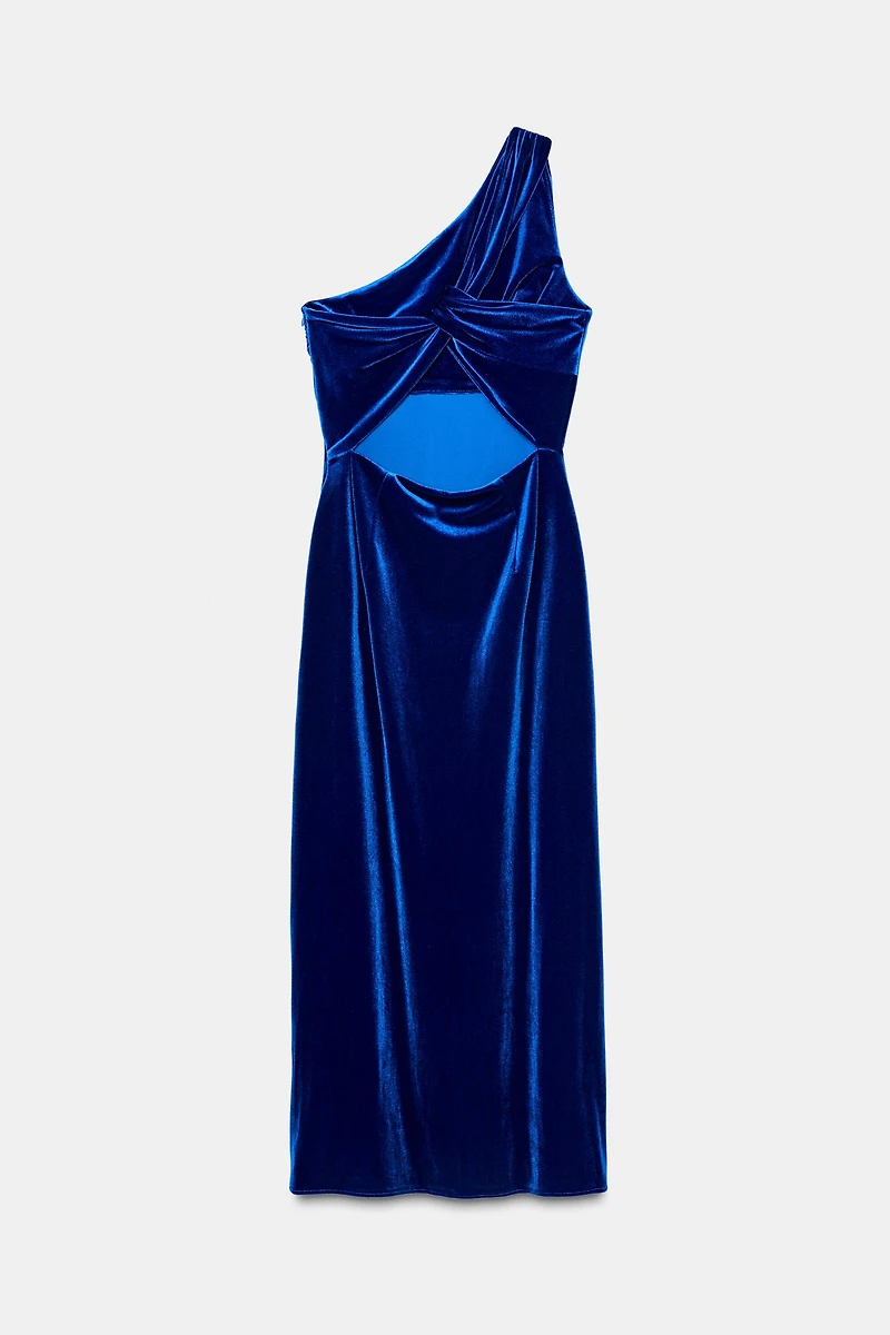 ROBE MI-LONGUE ASYMÉTRIQUE EN VELOURS