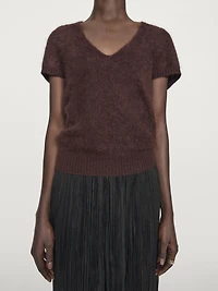 Pull col V en maille de laine et cachemire