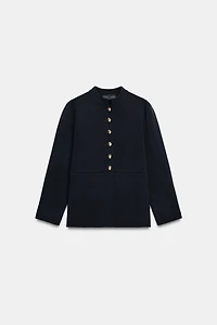 GOLD BUTTON PEPLUM CARDIGAN