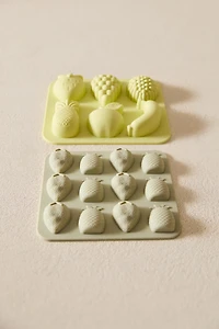SET OF SILICONE ICE TRAYS WITH FRUIT SHAPES (SET OF 2)