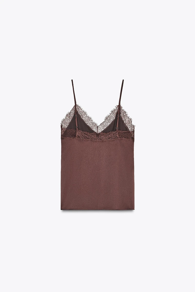 SATIN EFFECT LACE TOP