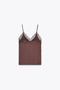 SATIN EFFECT LACE TOP