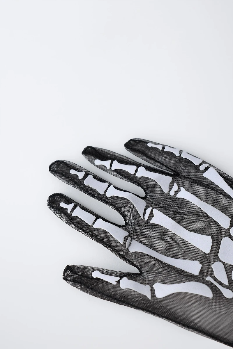 SKELETON COSTUME TULLE GLOVES