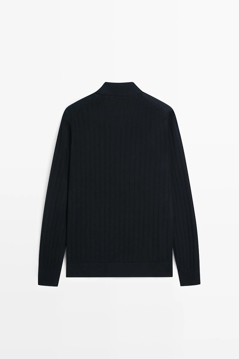 Pull en maille 100 % coton col polo