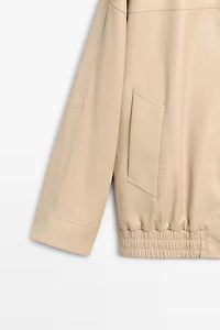 Elastic hem leather jacket