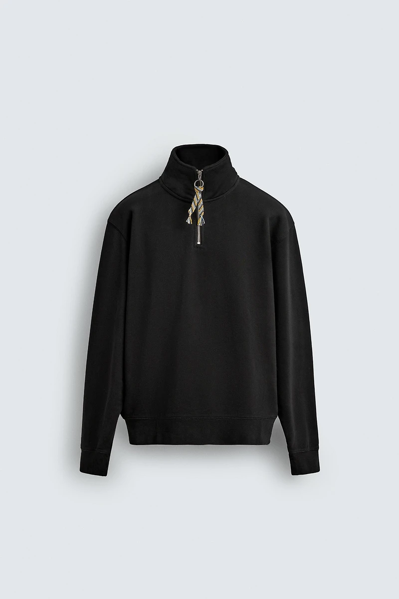 AARON LEVINE X ZARA QUARTER-ZIP SWEATSHIRT WITH TAPE DETAIL