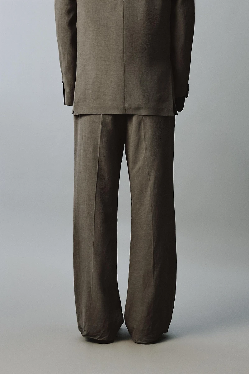FLARE FIT VISCOSE - LINEN SUIT PANTS