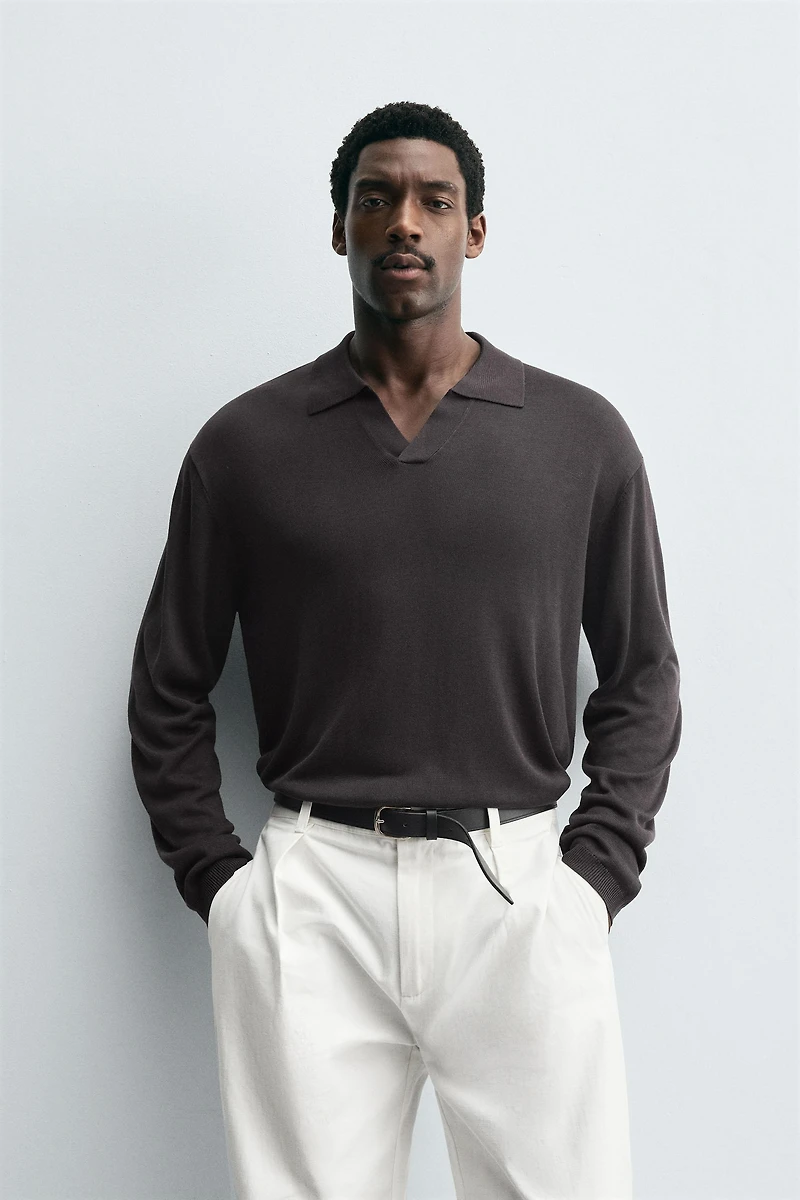 TEXTURED KNIT POLO SHIRT