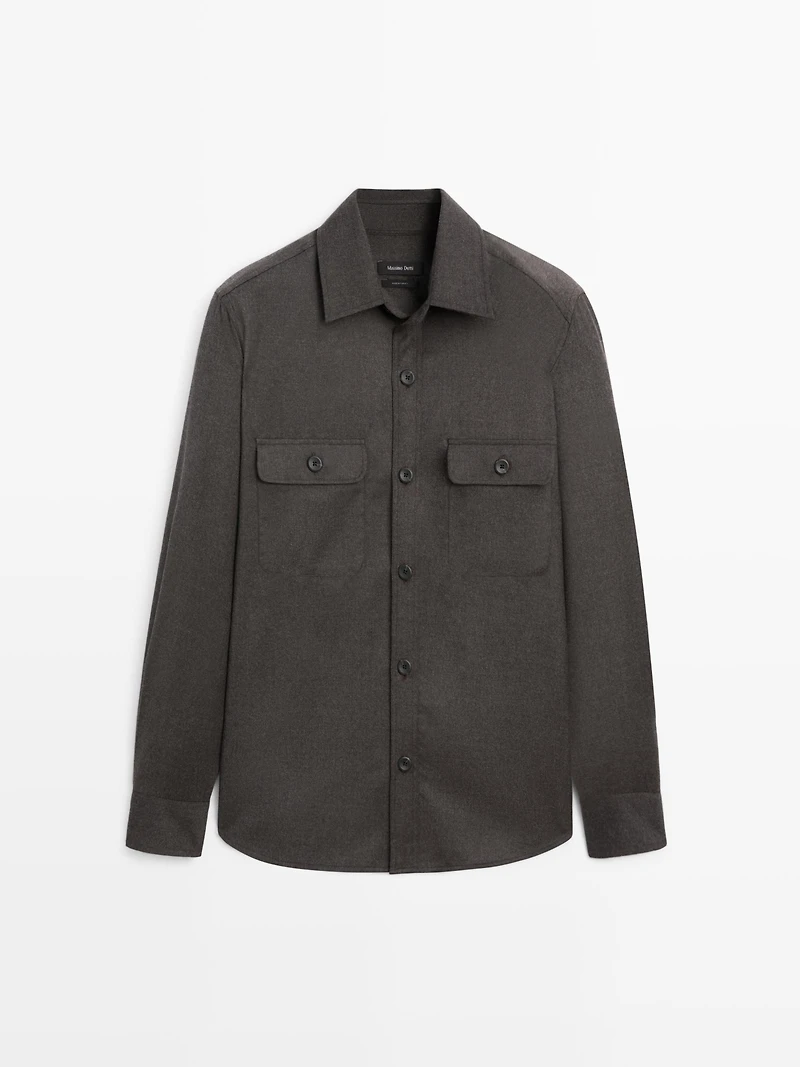 Regular fit double wool overshirt