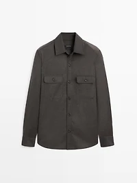 Regular fit double wool overshirt