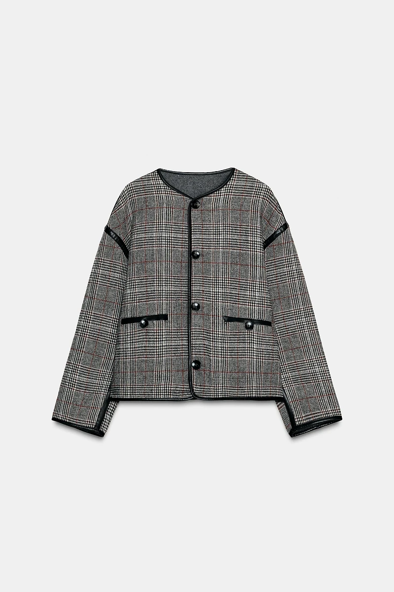 REVERSIBLE FAUX LEATHER PIPING JACKET