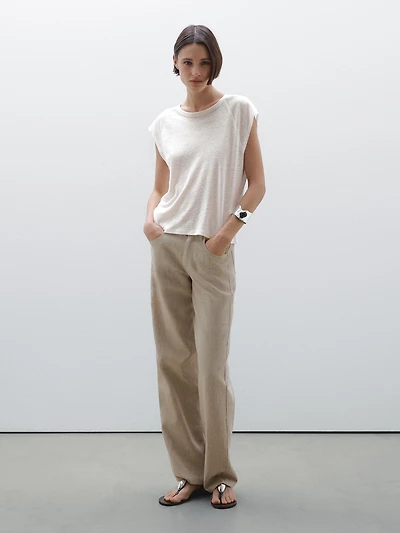 100% linen lightweight ribbed T-shirt