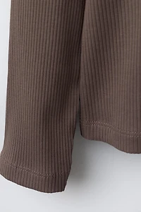 T-SHIRT CÔTELÉ COL CLAUDINE