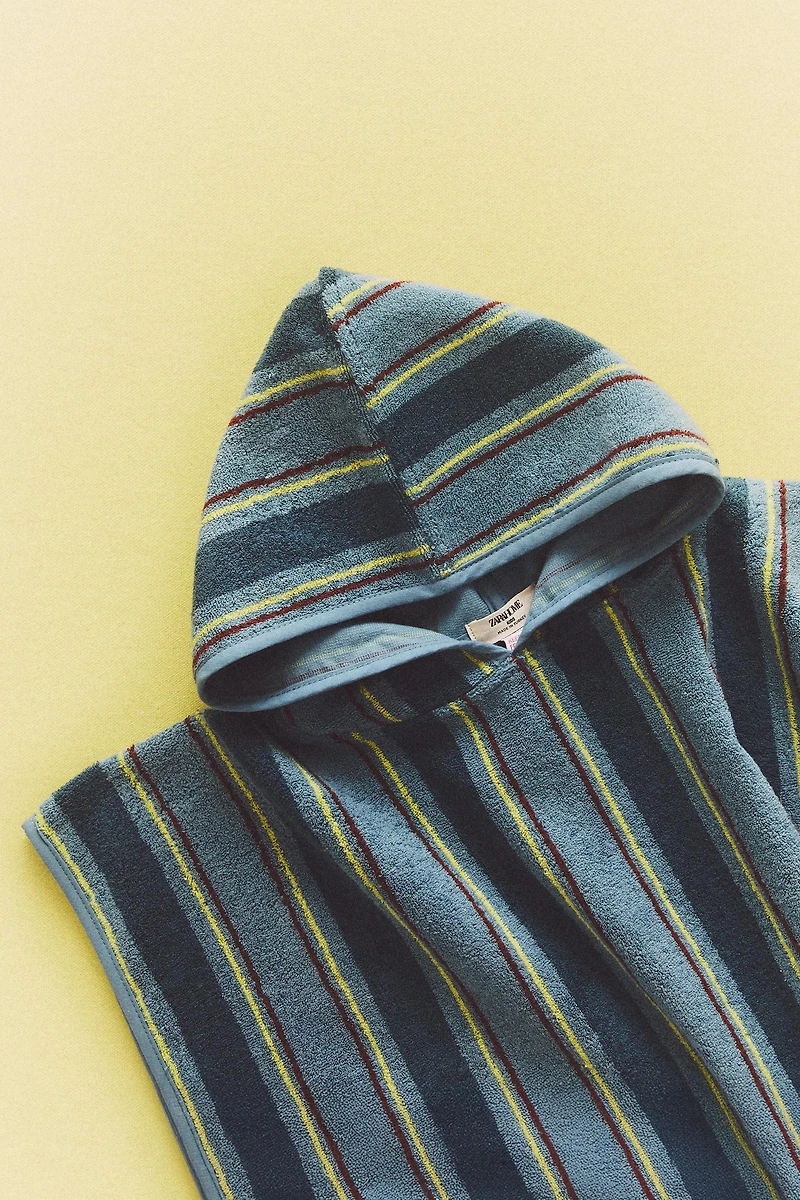 KIDS' STRIPED BEACH PONCHO