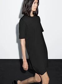 Short knit dress with side button details