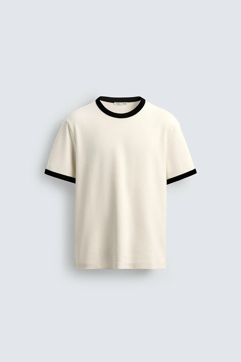 T-SHIRT CÔTELÉ BASIQUE EN CONTRASTE