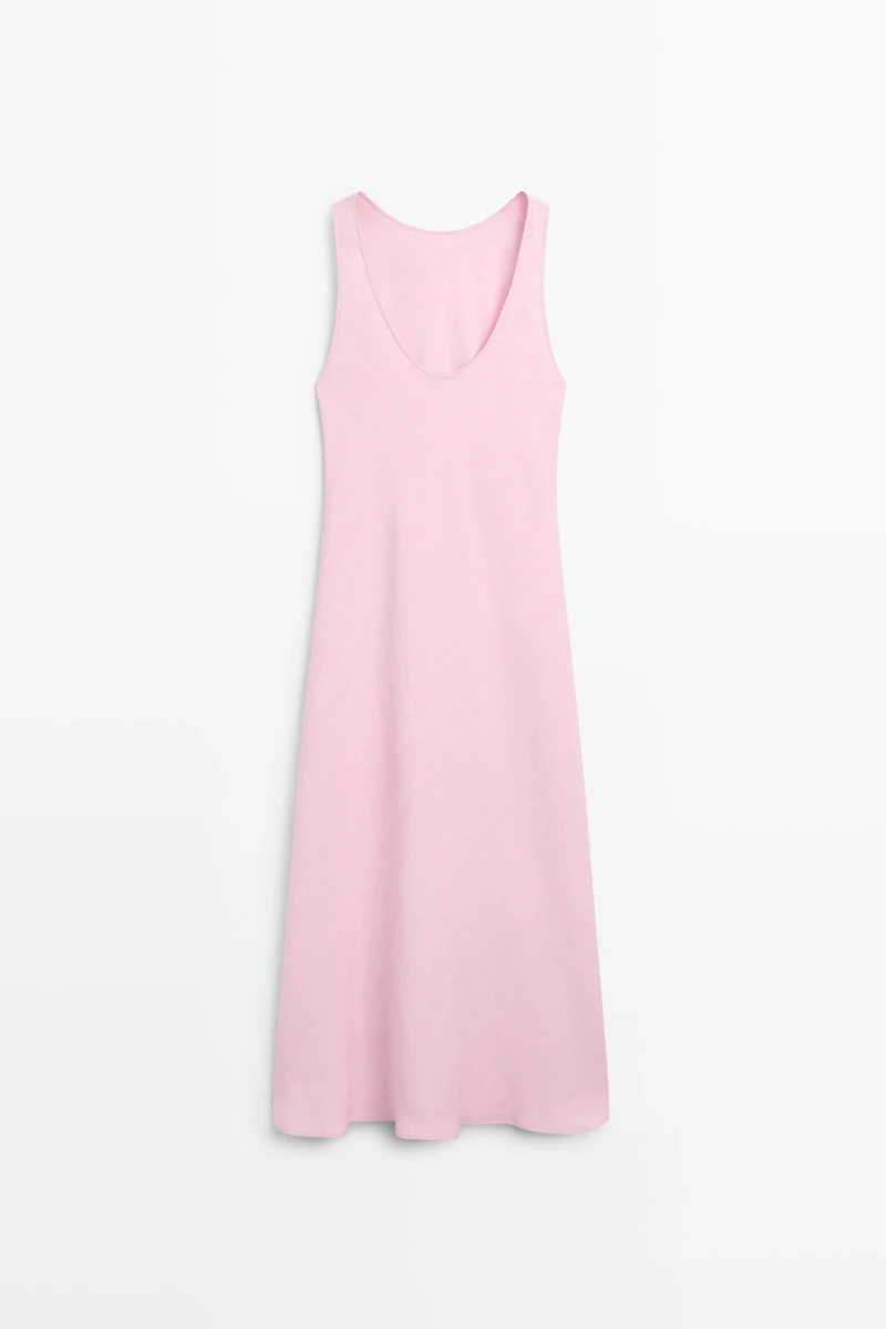 Flowing linen-blend midi dress