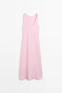 Flowing linen-blend midi dress