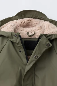 WATER REPELLENT FAUX SHEARLING COATED JACKET