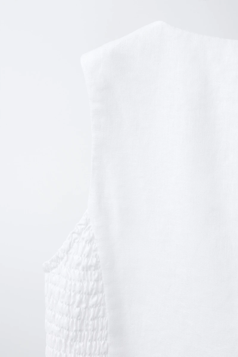 ELASTICATED LINEN BLEND VEST