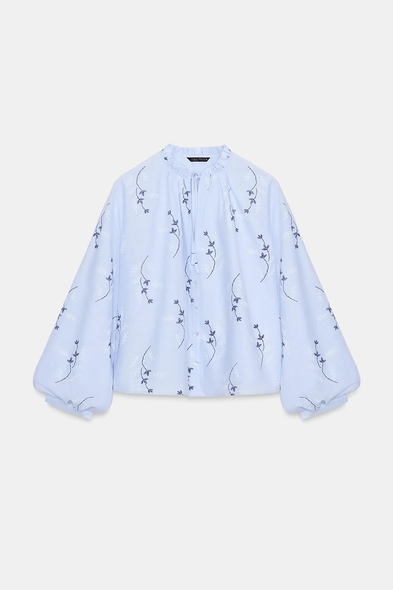 EMBROIDERED PRINT BLOUSE