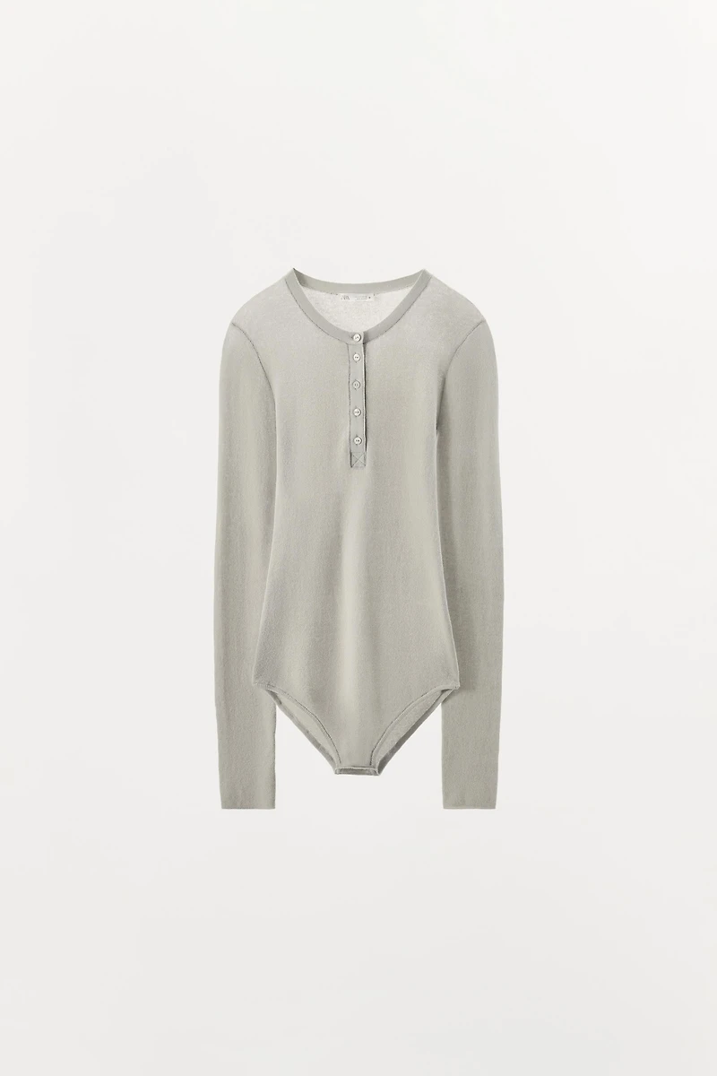 BUTTONED KNIT BODYSUIT