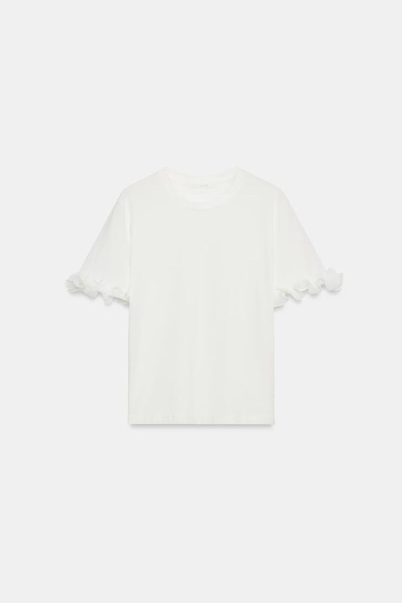 COTTON RUFFLE T-SHIRT