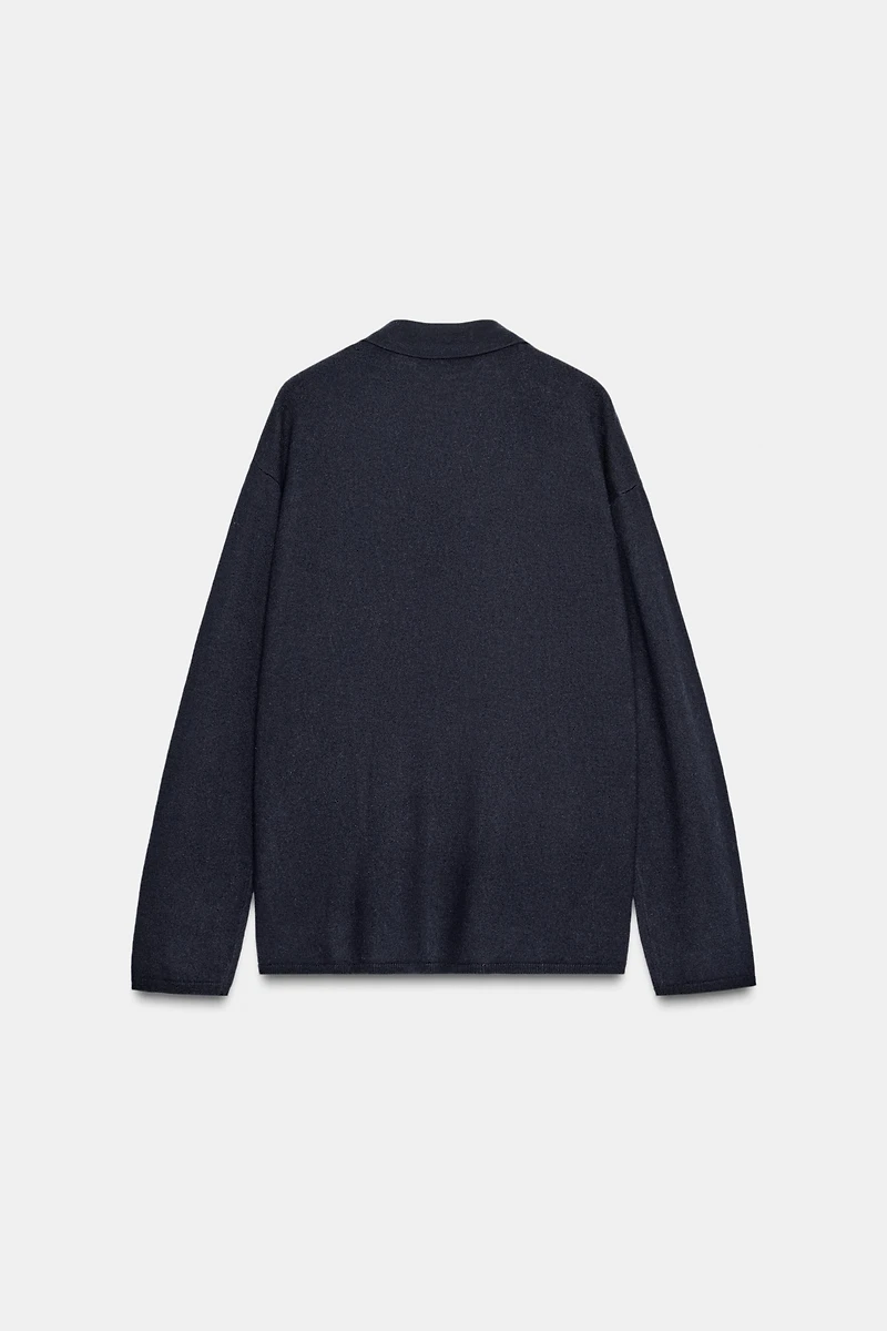 100% EXTRA SOFT OVERSIZED WOOL POLO JACKET