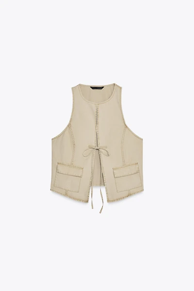TOP GILET EFFET DÉLAVÉ