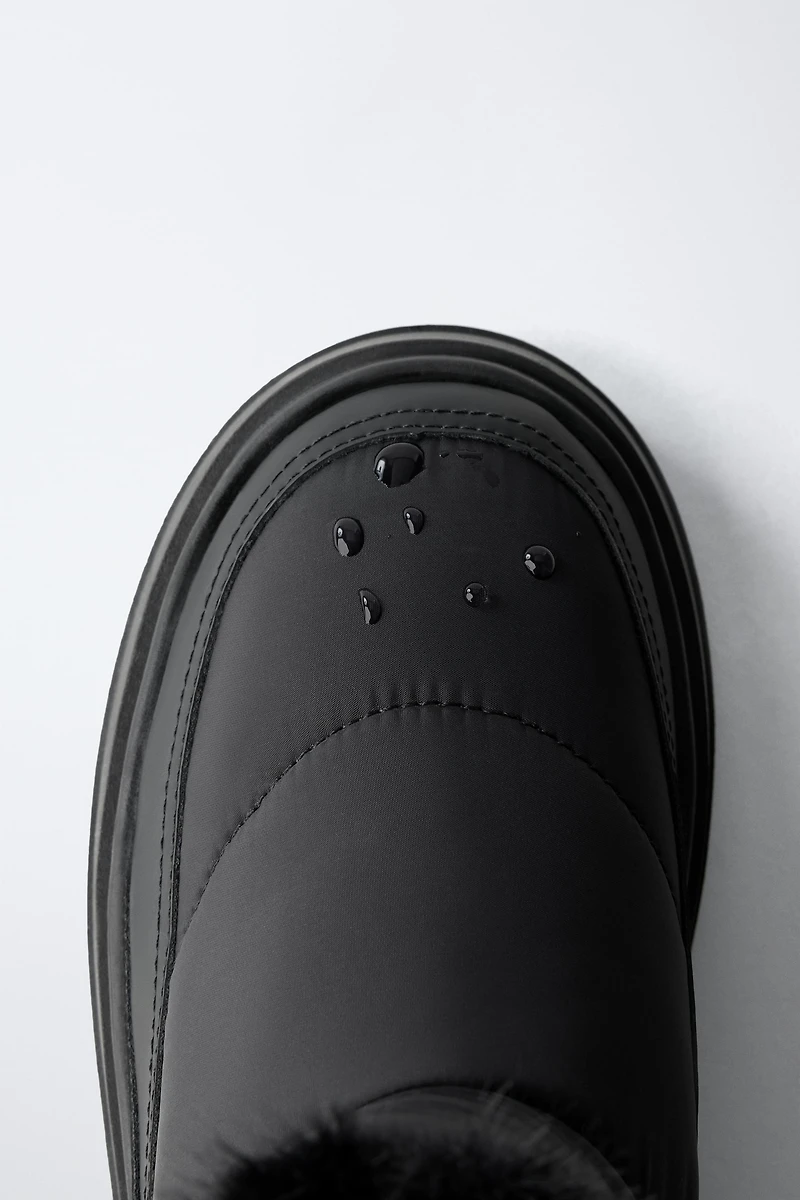 QUILTED FAUX FUR ANKLE BOOTS