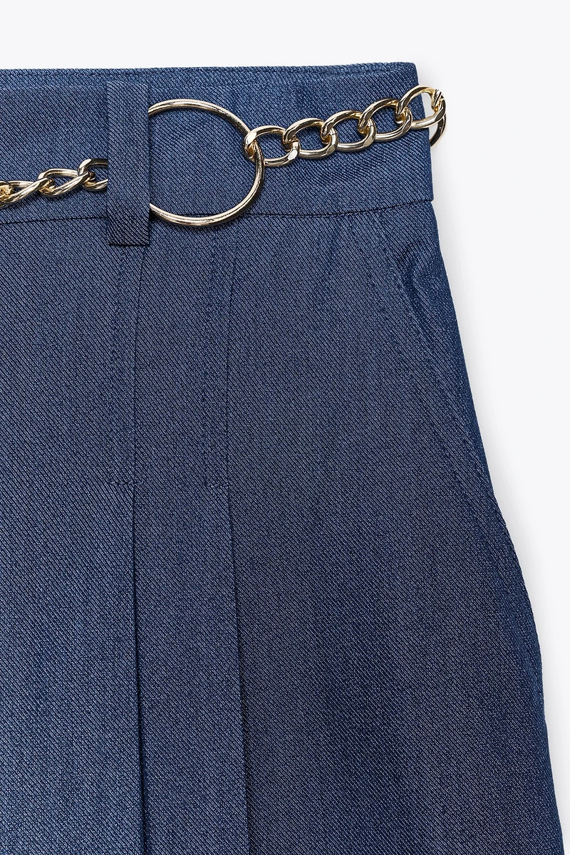 BELTED CHAIN LONG SHORTS