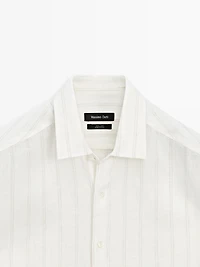 Chemise regular fit à rayures 100 % lin