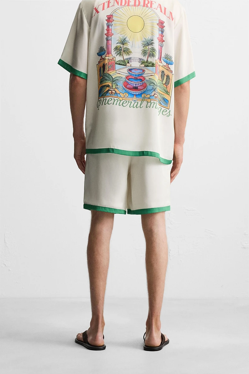 SATIN SHORTS WITH CONTRAST STRIPES