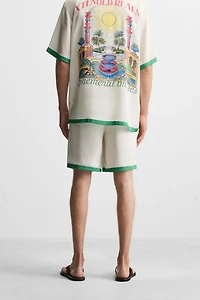 SATIN SHORTS WITH CONTRAST STRIPES
