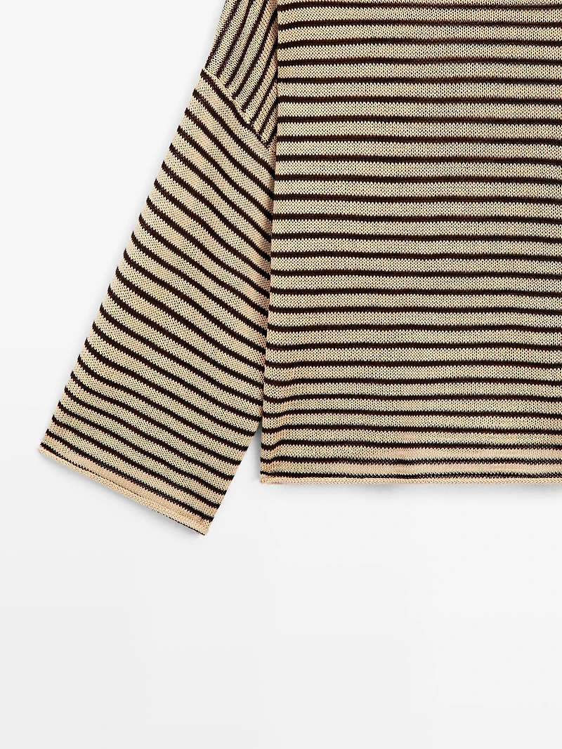 100% cotton striped knit sweater