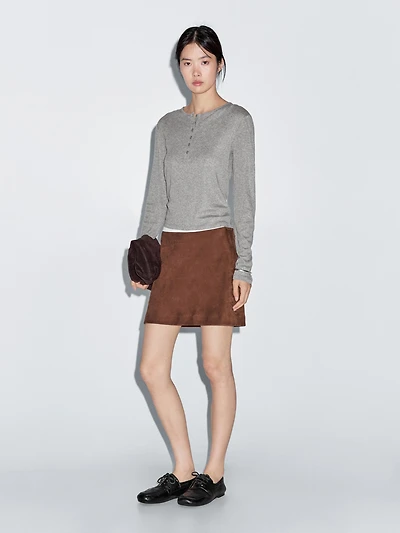 Layered T-shirt with button details