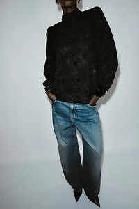 BOW SEMI-SHEER VELVET BLOUSE