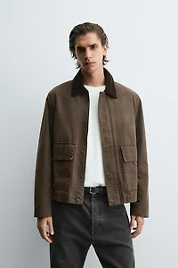 CONTRAST WAXED EFFECT JACKET
