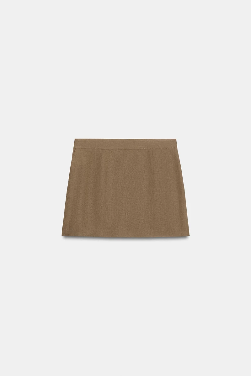 LINEN SKORT WITH BEAD EMBELLISHMENTS