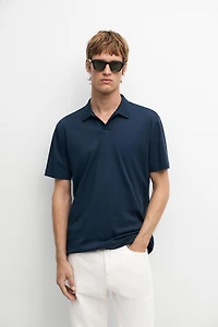 100% cotton V-neck knit polo