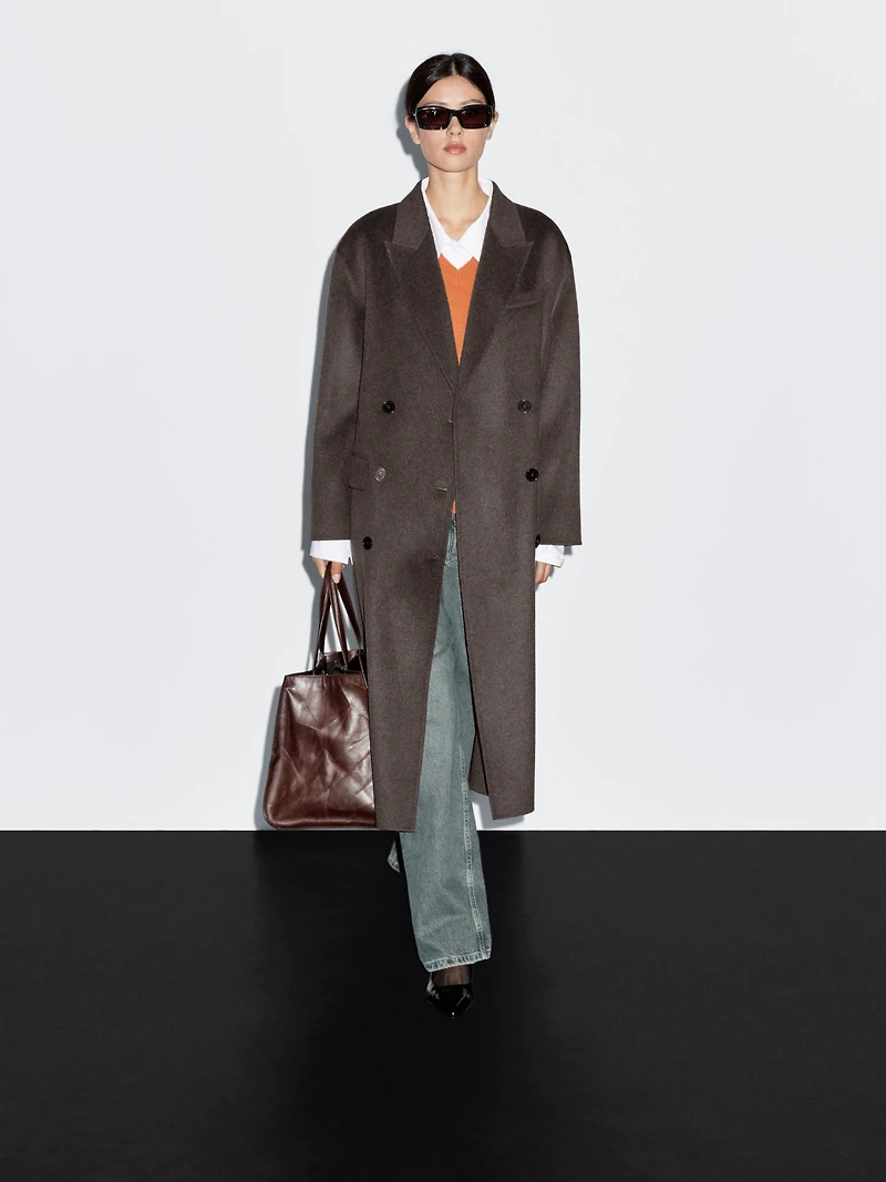Long wool blend surplice coat